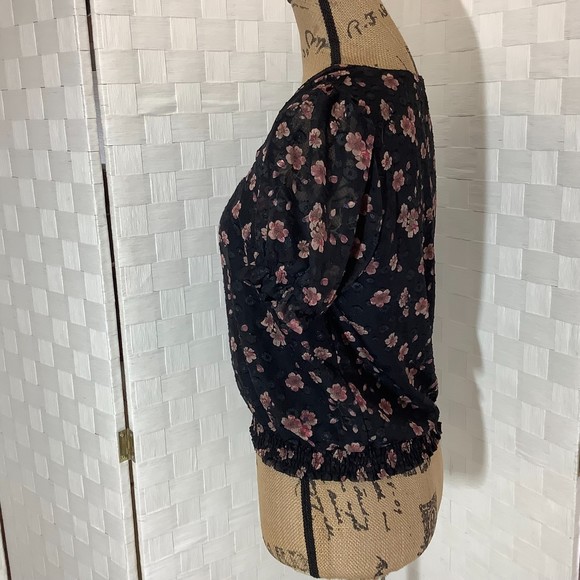 life sheer floral cropped blouse size medium - Picture 3 of 6